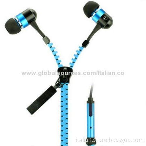 Zipper stereo earphones with aluminum housing
